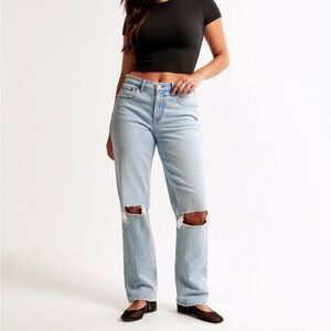 Abercrombie & Fitch Light Blue Straight Leg Jeans, 90’s High Rise, Curve Love